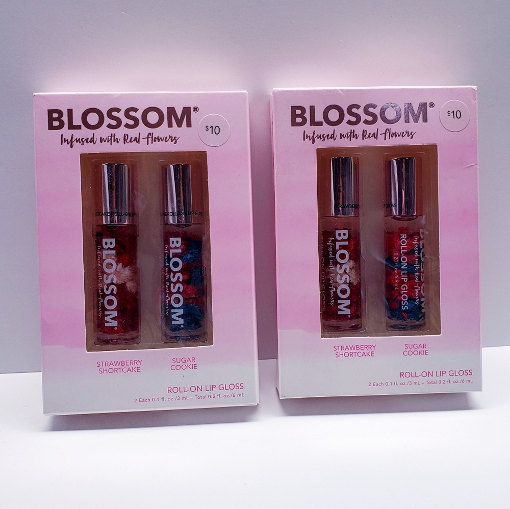 Blossom Infused Flowers STRAWBERRY SHORTCAKE +SUGAR COOKIE RollOn Lip Gloss (2)